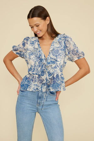 Lucy Paris Bee Ruffle Floral Top