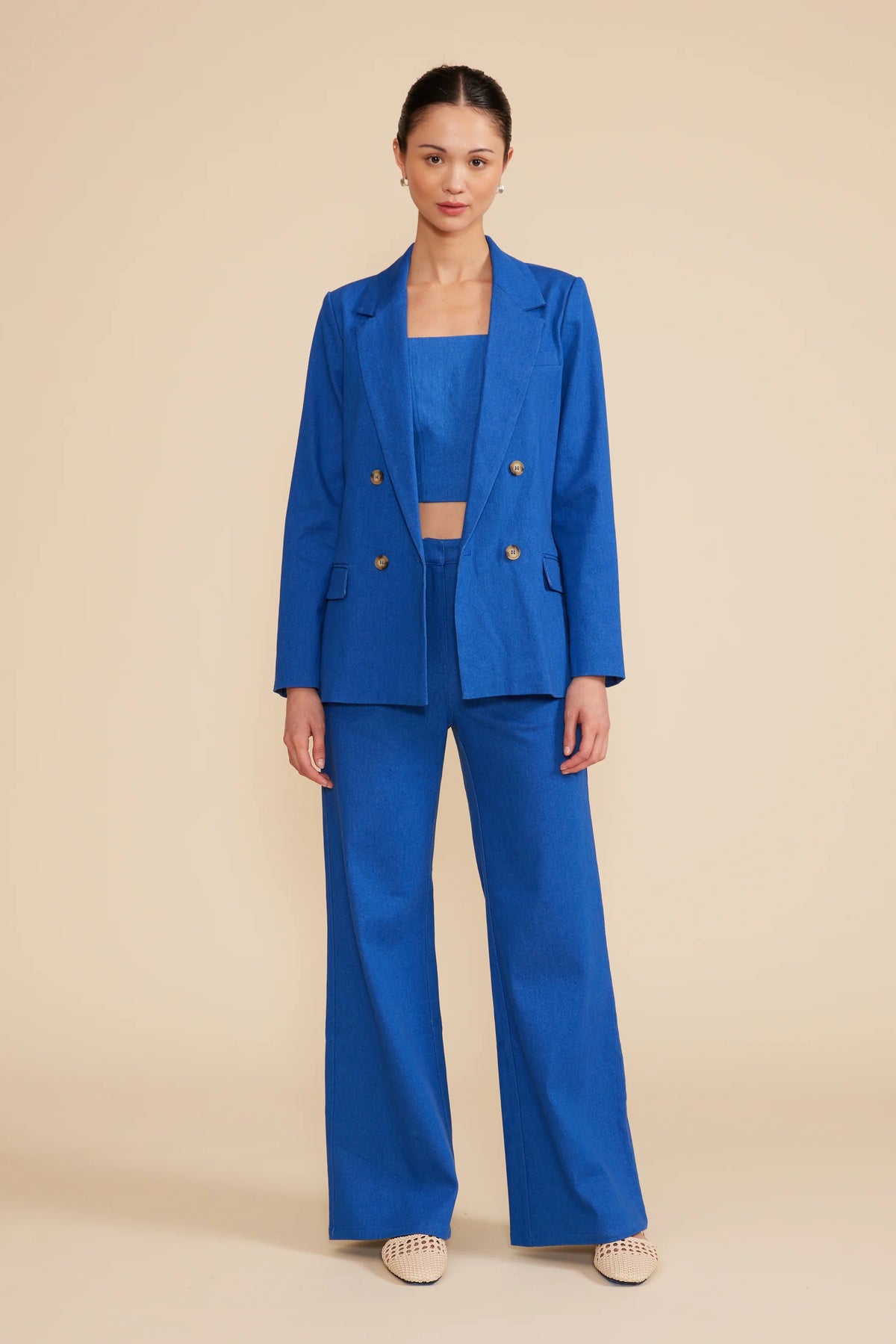 Lucy Paris Fernanda Blue Double Breasted Blazer