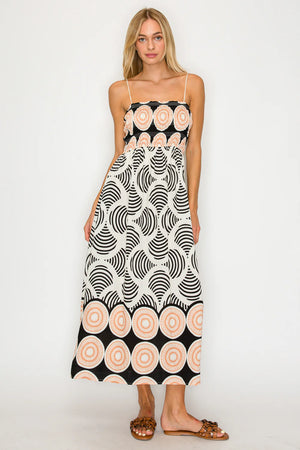 Santorini Smock Midi Dress in Midnight Shell