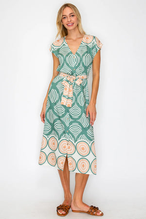 Santorini Button Down Dress in Olive Shell