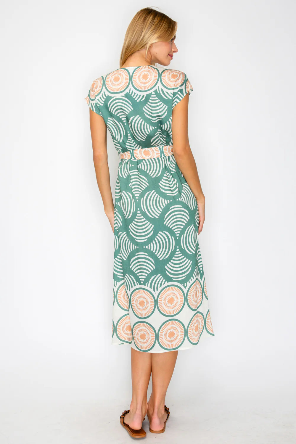 Santorini Button Down Dress in Olive Shell