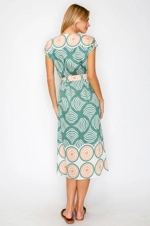 Santorini Button Down Dress in Olive Shell
