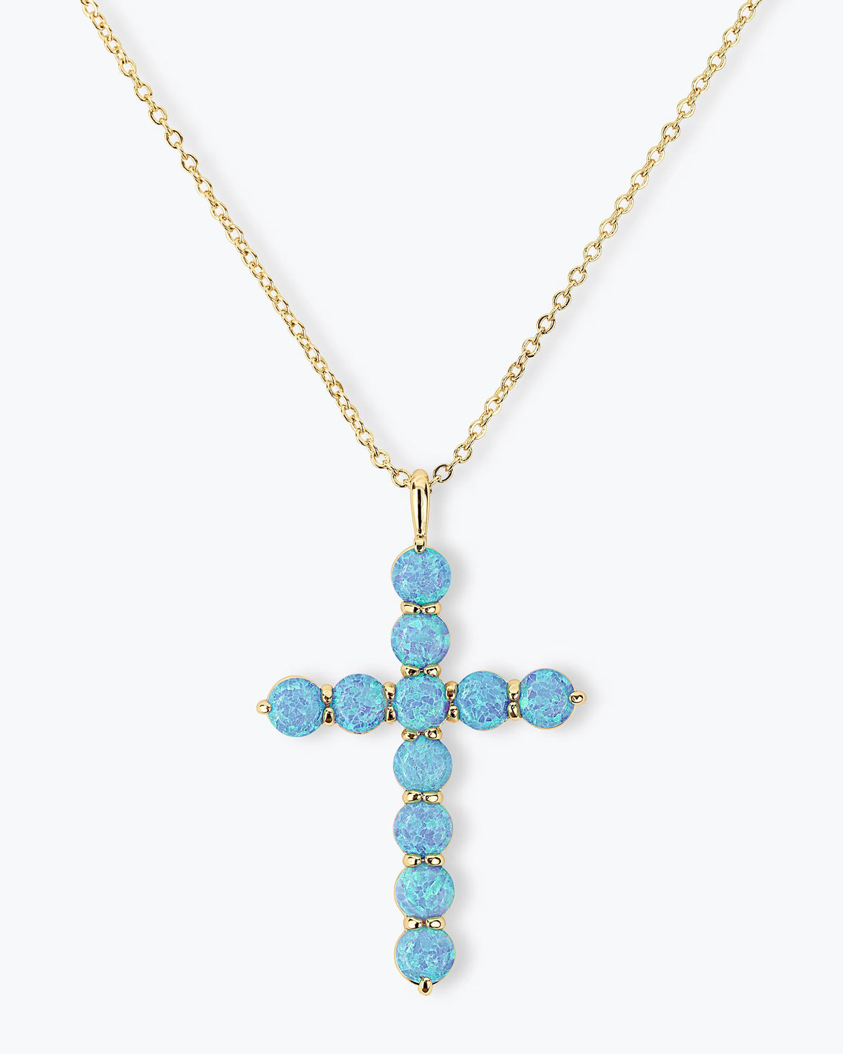 Melinda Maria Oh She Fancy Blue Opal Cross Pendant 18' Necklace