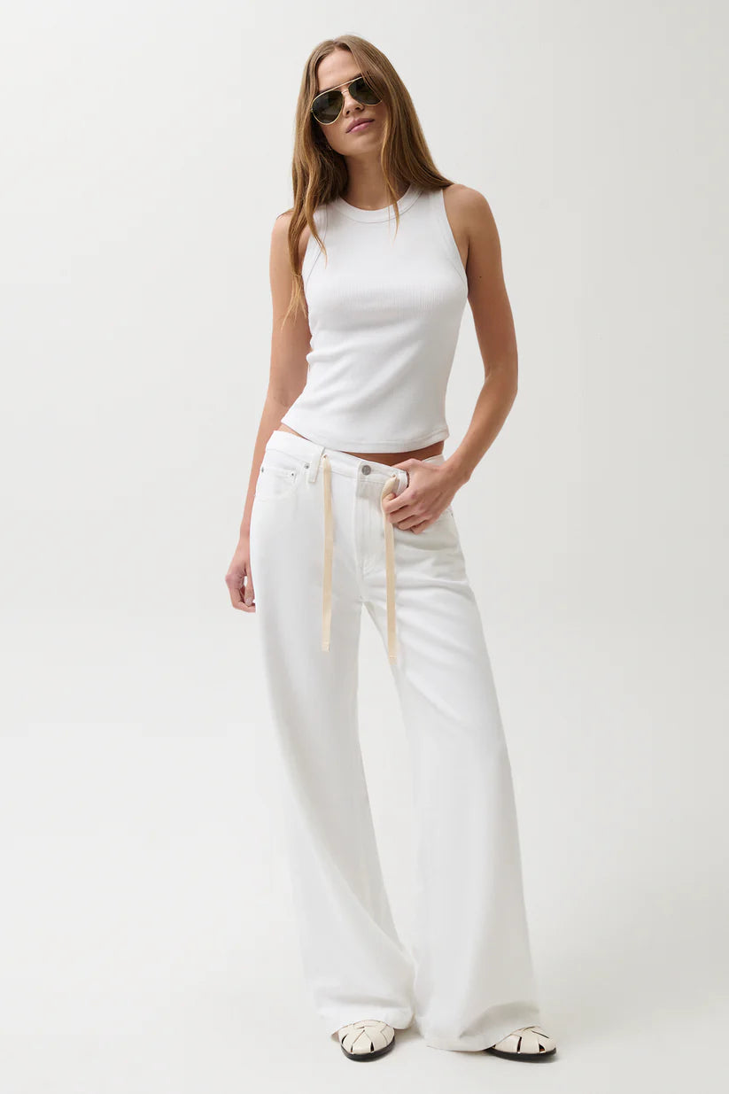 Pistola Jadyn with Draw Cord Low Slung Palazzo in Optic White