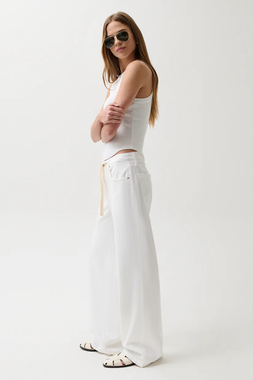 Pistola Jadyn with Draw Cord Low Slung Palazzo in Optic White