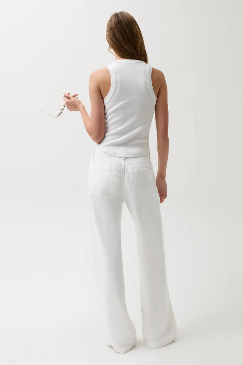 Pistola Jadyn with Draw Cord Low Slung Palazzo in Optic White