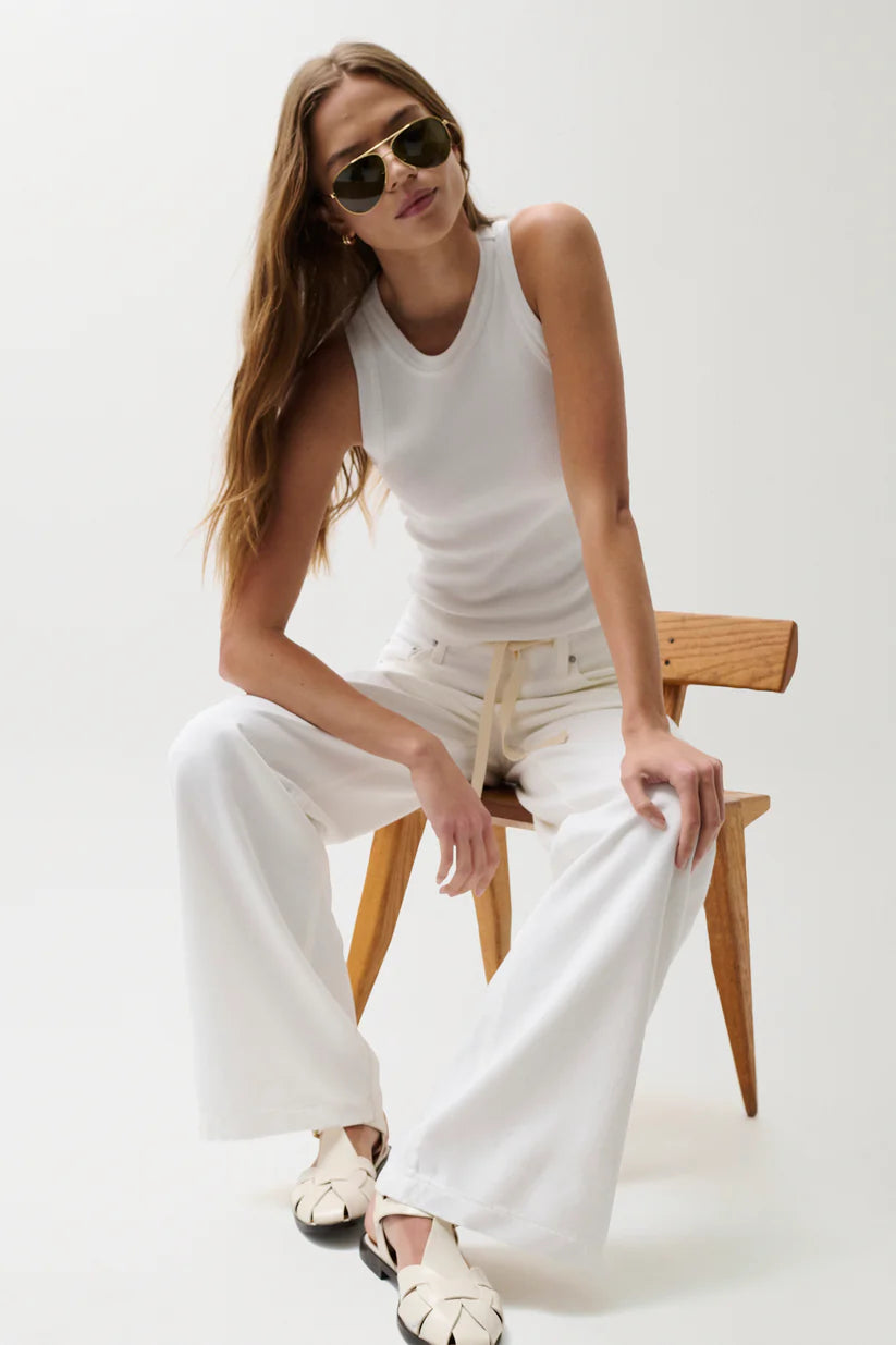 Pistola Jadyn with Draw Cord Low Slung Palazzo in Optic White