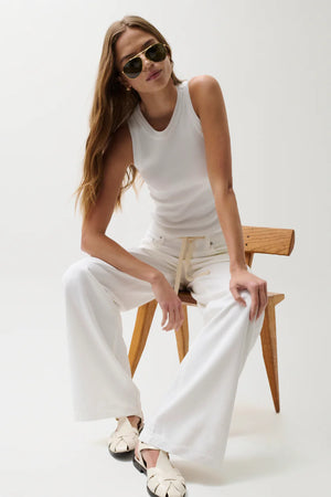 Pistola Jadyn with Draw Cord Low Slung Palazzo in Optic White