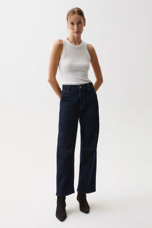 Pistola Beau Seamed Crescent Raw Hem Jean in Nightfall