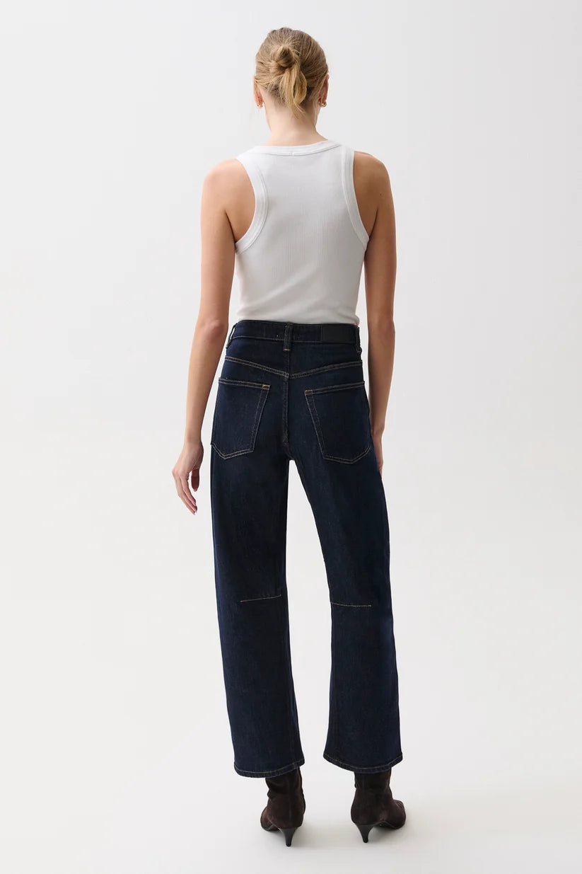Pistola Beau Seamed Crescent Raw Hem Jean in Nightfall
