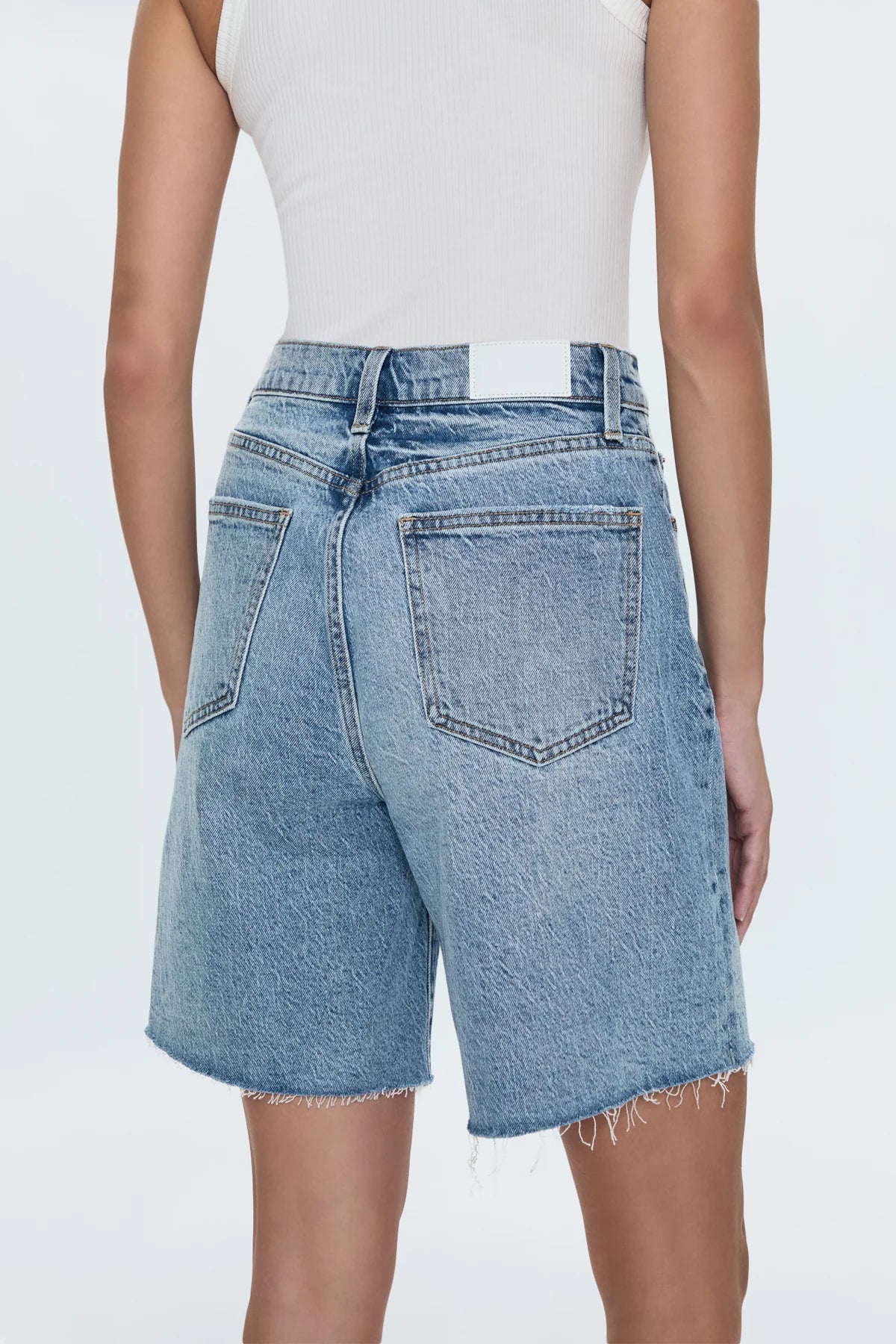 Pistola Kaylee High Rise Pinched Loose Straight Denim Shorts in Boulder