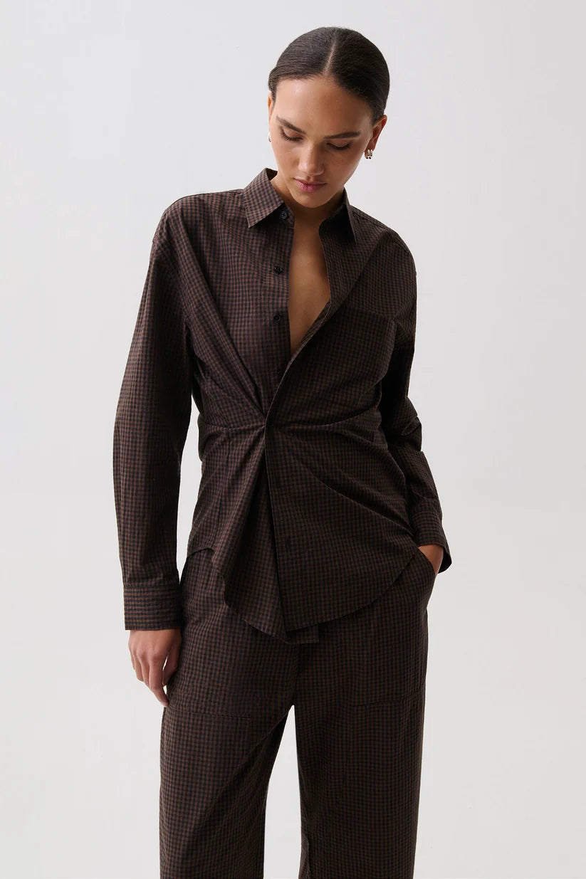 Pistola Mila Long Sleeve Button Down Warp Top