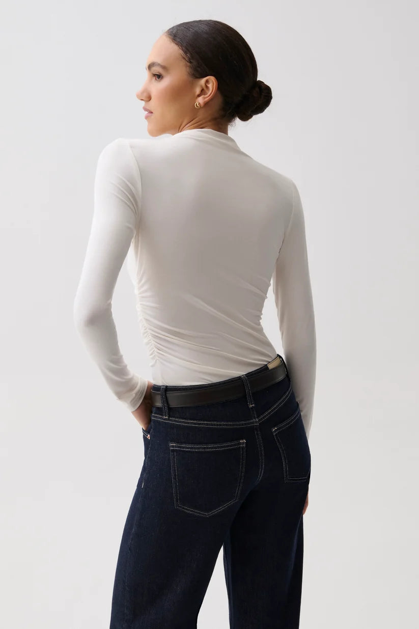 Pistola Nathalia White Long Sleeve Mock Neck Top