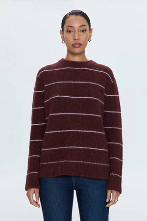 Pistola Ivy Crewneck Burgundy Terra Stripe Pullover