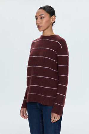 Pistola Ivy Crewneck Burgundy Terra Stripe Pullover