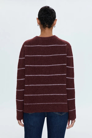 Pistola Ivy Crewneck Burgundy Terra Stripe Pullover