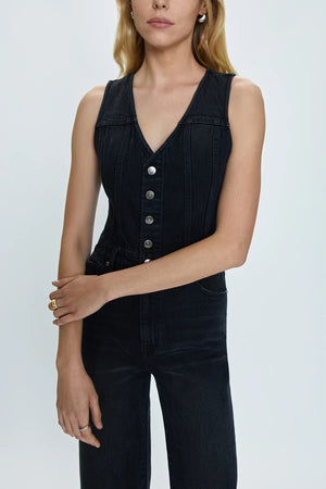 Pistola Aria Black Denim Jumpsuit