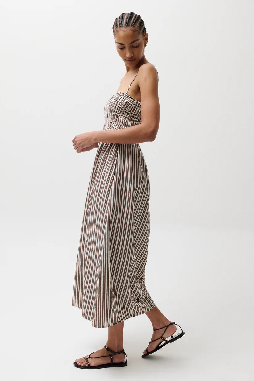 Pistola Bianca Shirred Bodice Dress in Java Stripe