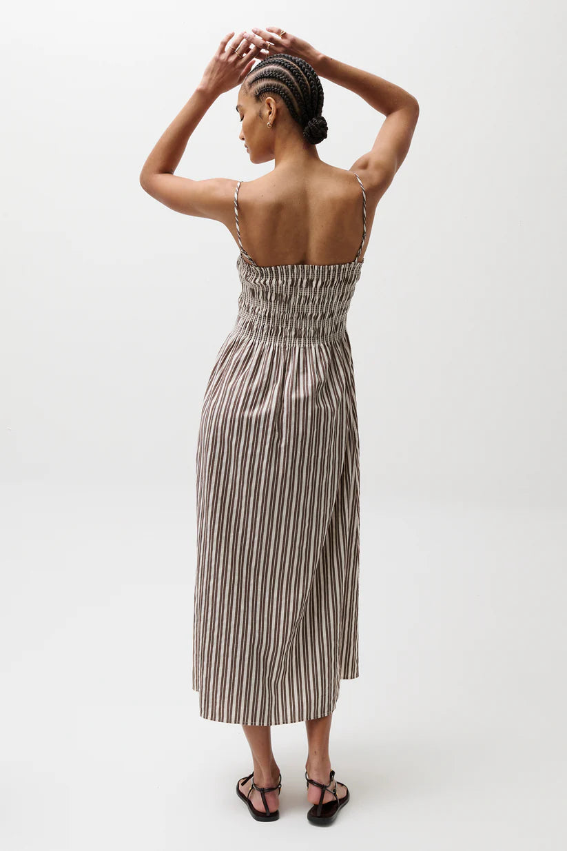 Pistola Bianca Shirred Bodice Dress in Java Stripe