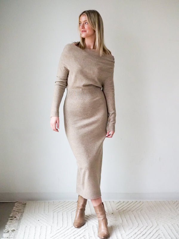 Cora Sweater Dress - Taupe – Van De Vort