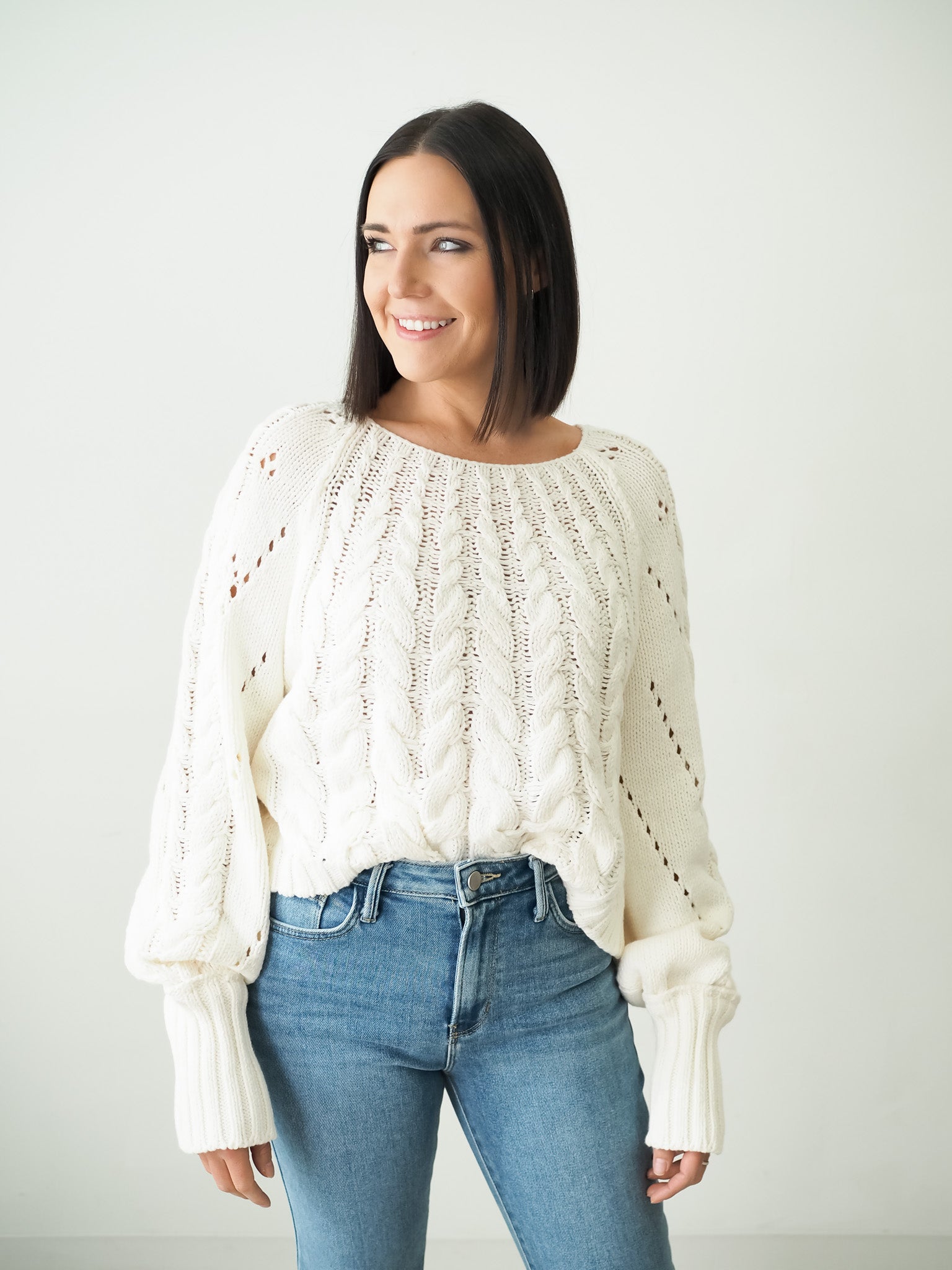Free People SANDRE PULLOVER in IVORY