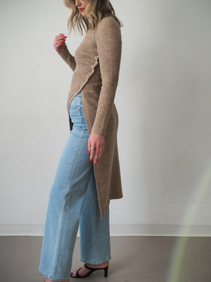 ASTR The Label Bray Slit Taupe Sweater
