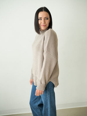 High neck chunky knit over sized sweater