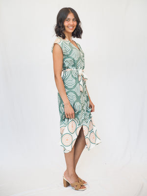 Santorini Button Down Dress in Olive Shell