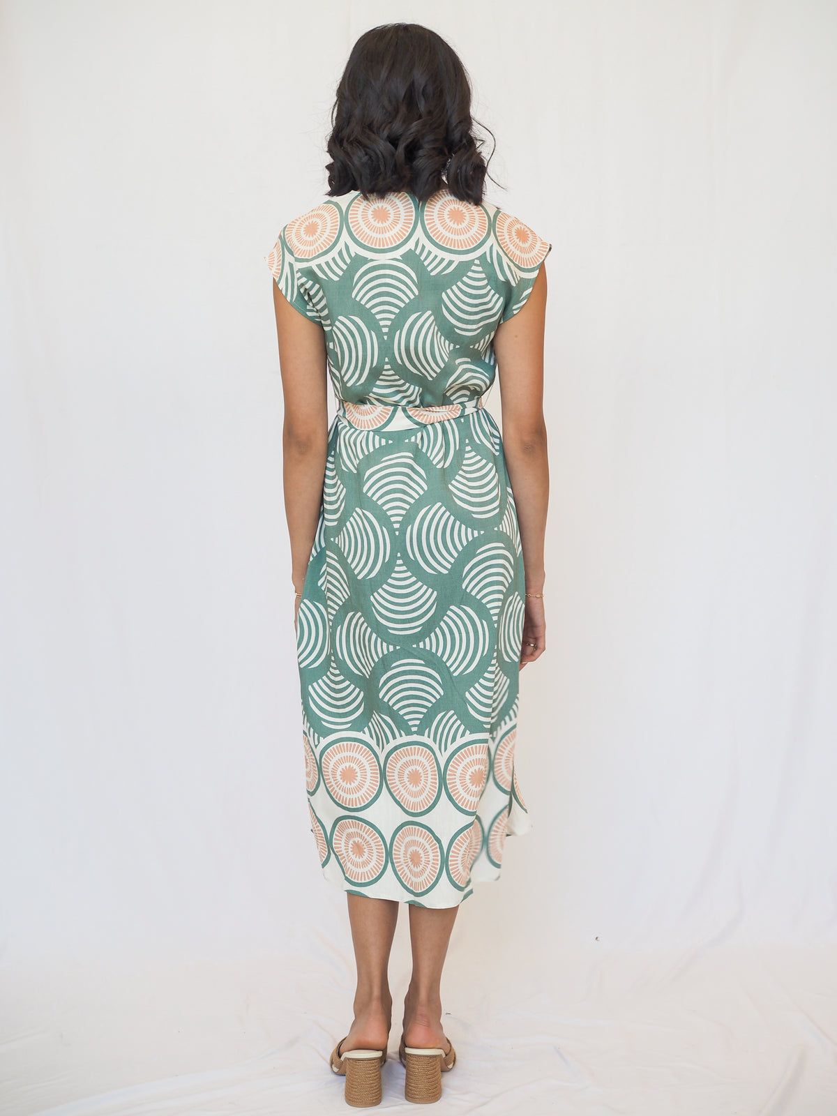 Santorini Button Down Dress in Olive Shell