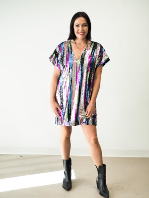 Up All Night Colorful Sequin Dress