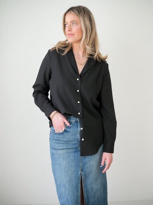 Black Shirt with Pearls