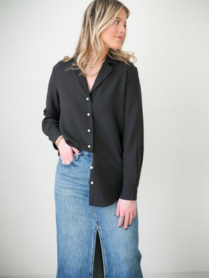 Black Shirt with Pearls