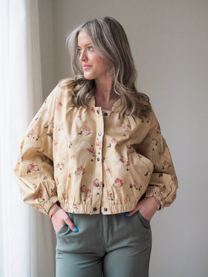 FREE PEOPLE RORY BOMBER in WARM COMBO