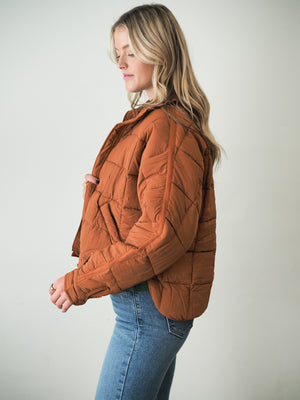 Quinn Quilted Puffer Jacket - Rust