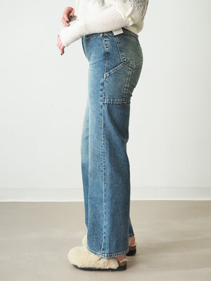 Free People TINSLEY BAGGY HIGH RISE in HAZEY BLUE