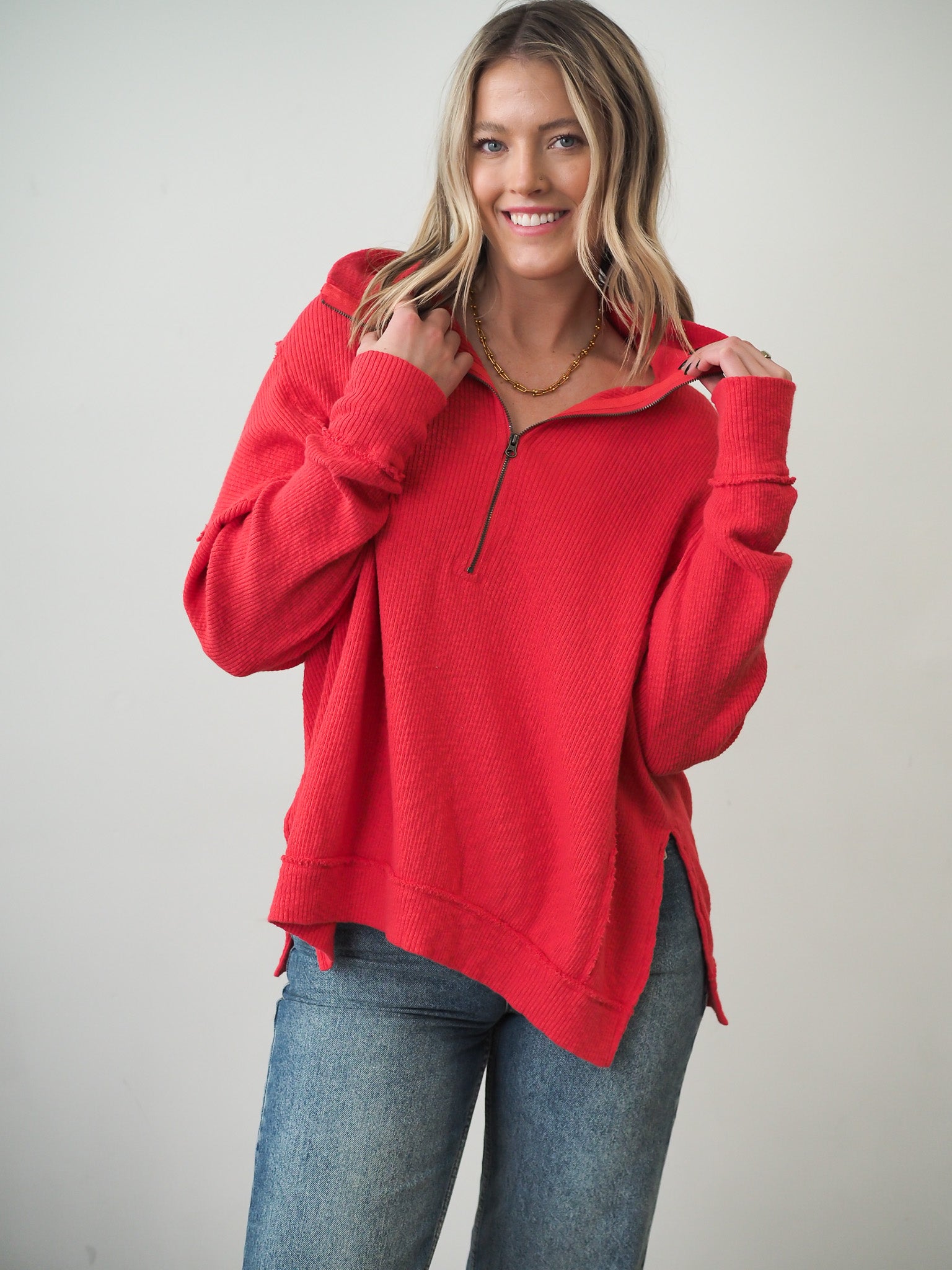 Free People WALK AWAY TUNIC in RED RACER - Pilar Boutique