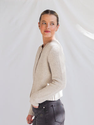 Michel Light Heather Grey Cardgan Sweater Top