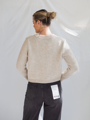 Michel Light Heather Grey Cardgan Sweater Top