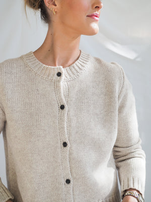 Michel Light Heather Grey Cardgan Sweater Top