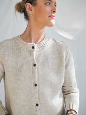 Michel Light Heather Grey Cardgan Sweater Top