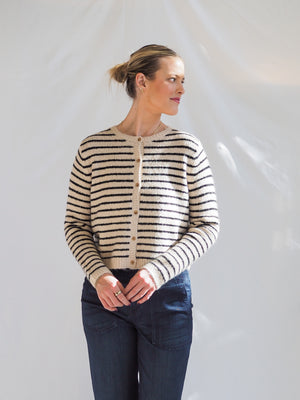 Crescent Riley Striped Button Down Cardigan Sweater