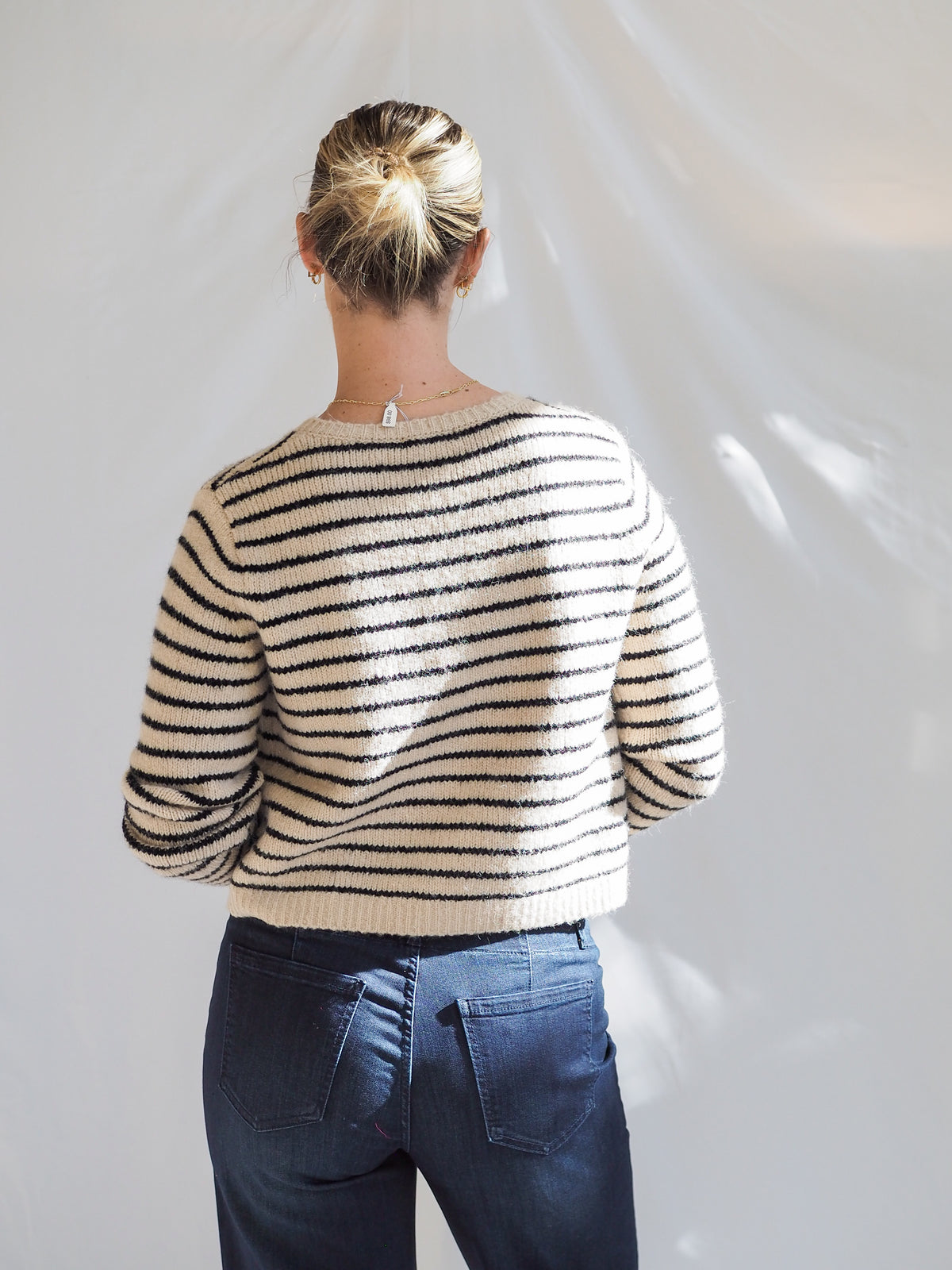 Crescent Riley Striped Button Down Cardigan Sweater