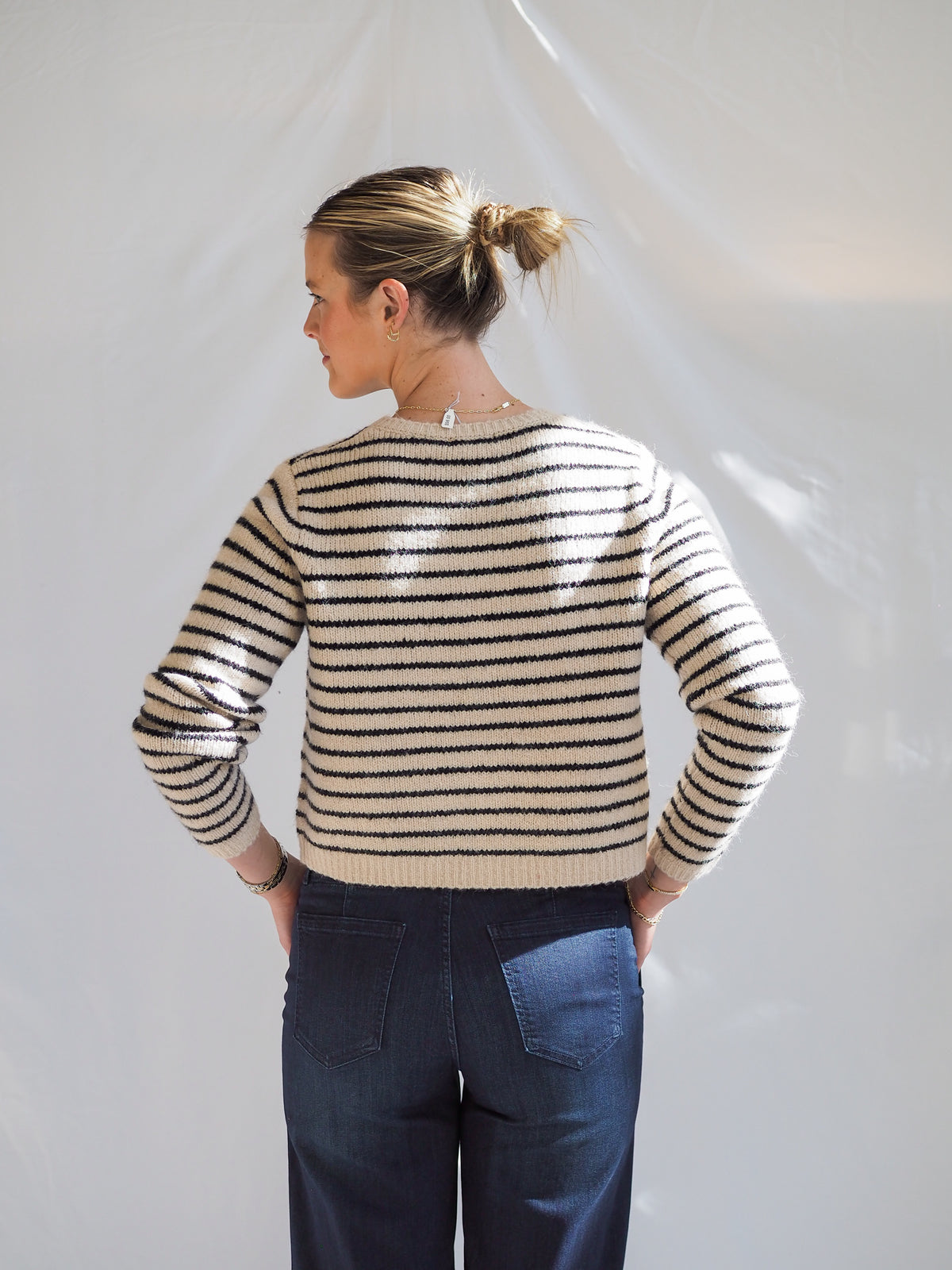 Crescent Riley Striped Button Down Cardigan Sweater