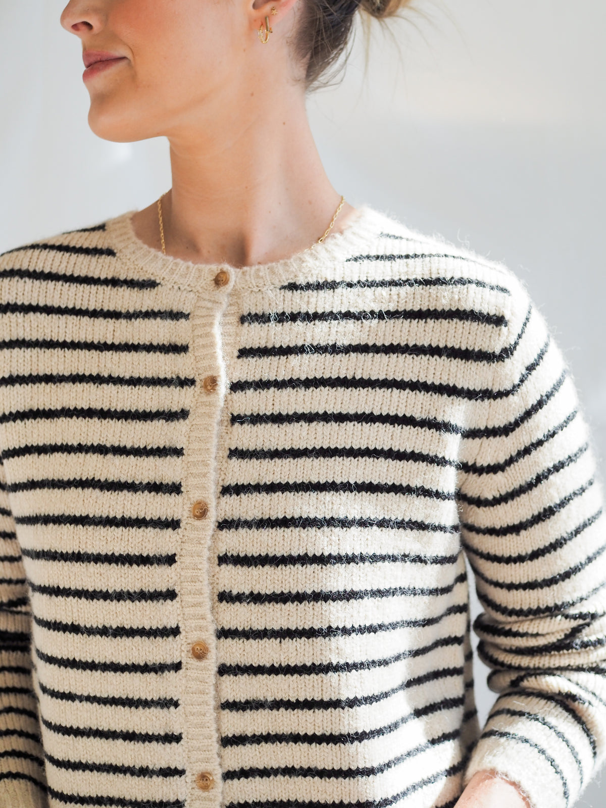 Crescent Riley Striped Button Down Cardigan Sweater