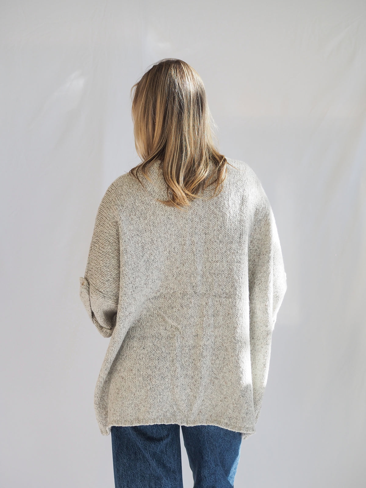 Kenzie Knit Folded Quarter Sleeve Open Front Cardigan
