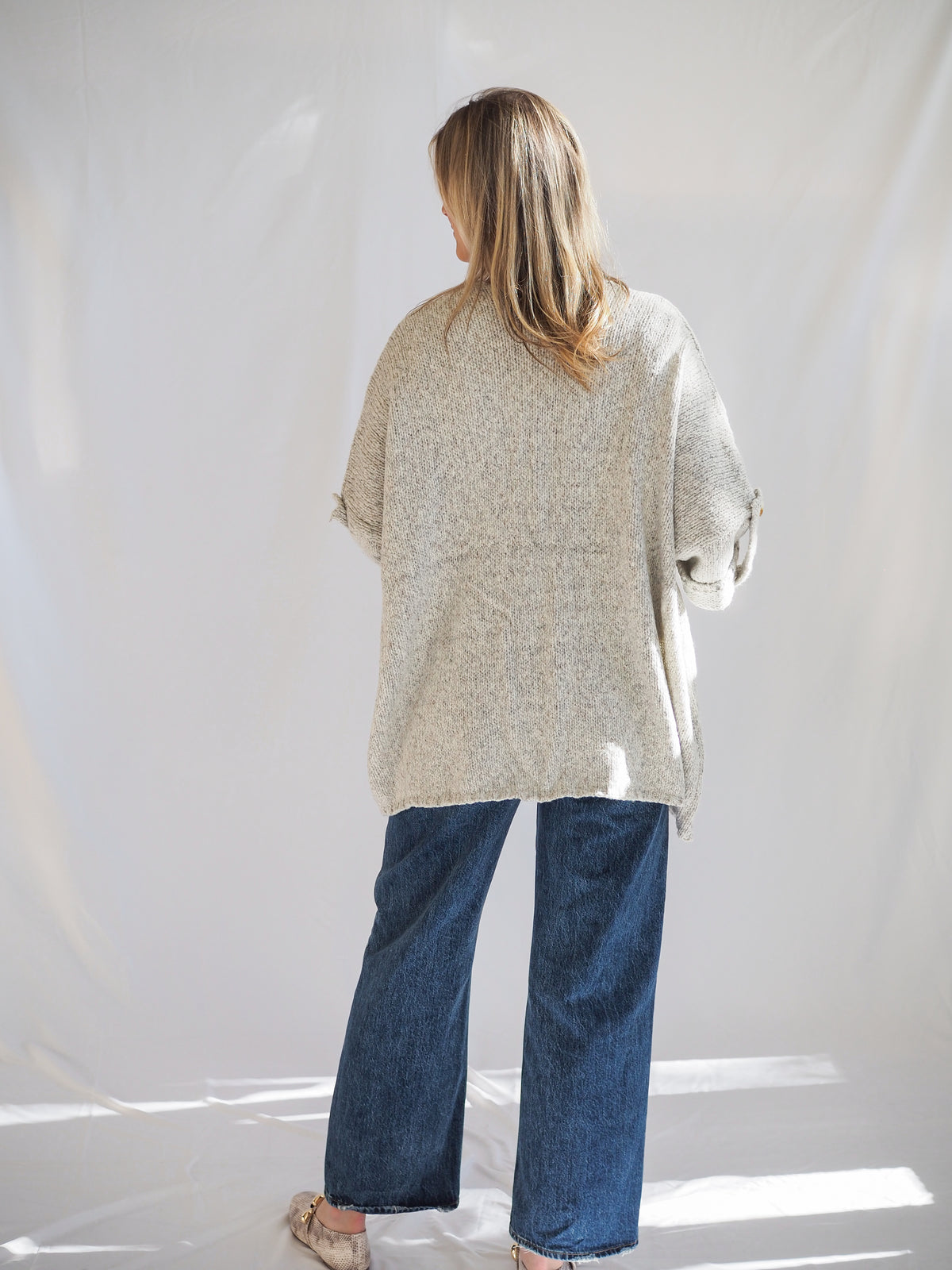 Kenzie Knit Folded Quarter Sleeve Open Front Cardigan