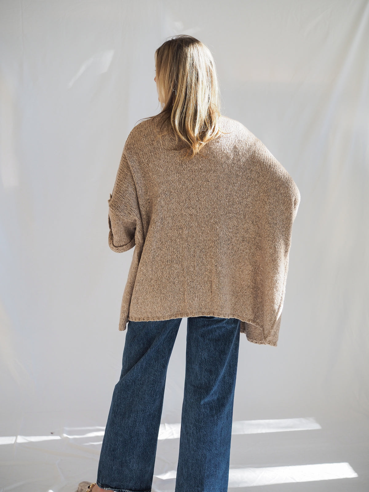 Kenzie Knit Folded Quarter Sleeve Open Front Cardigan