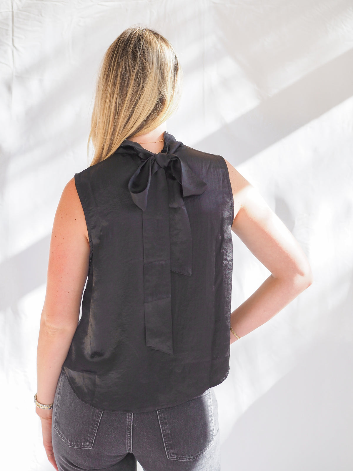 Bella Dahl Scarf Neck Blouse in Black