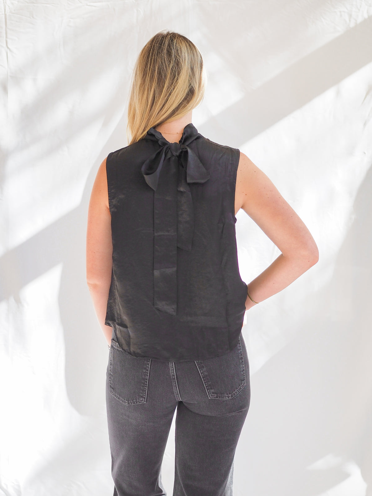 Bella Dahl Scarf Neck Blouse in Black