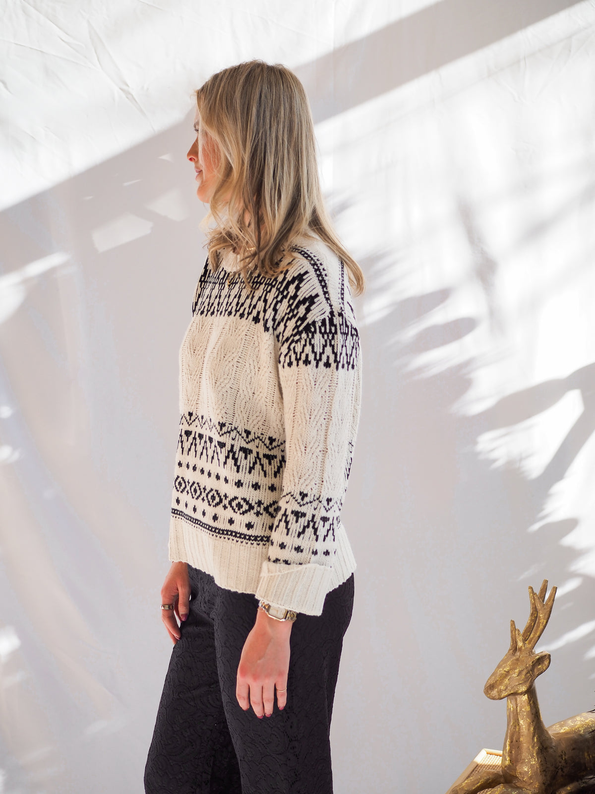 Printed Cable Knit Sweater